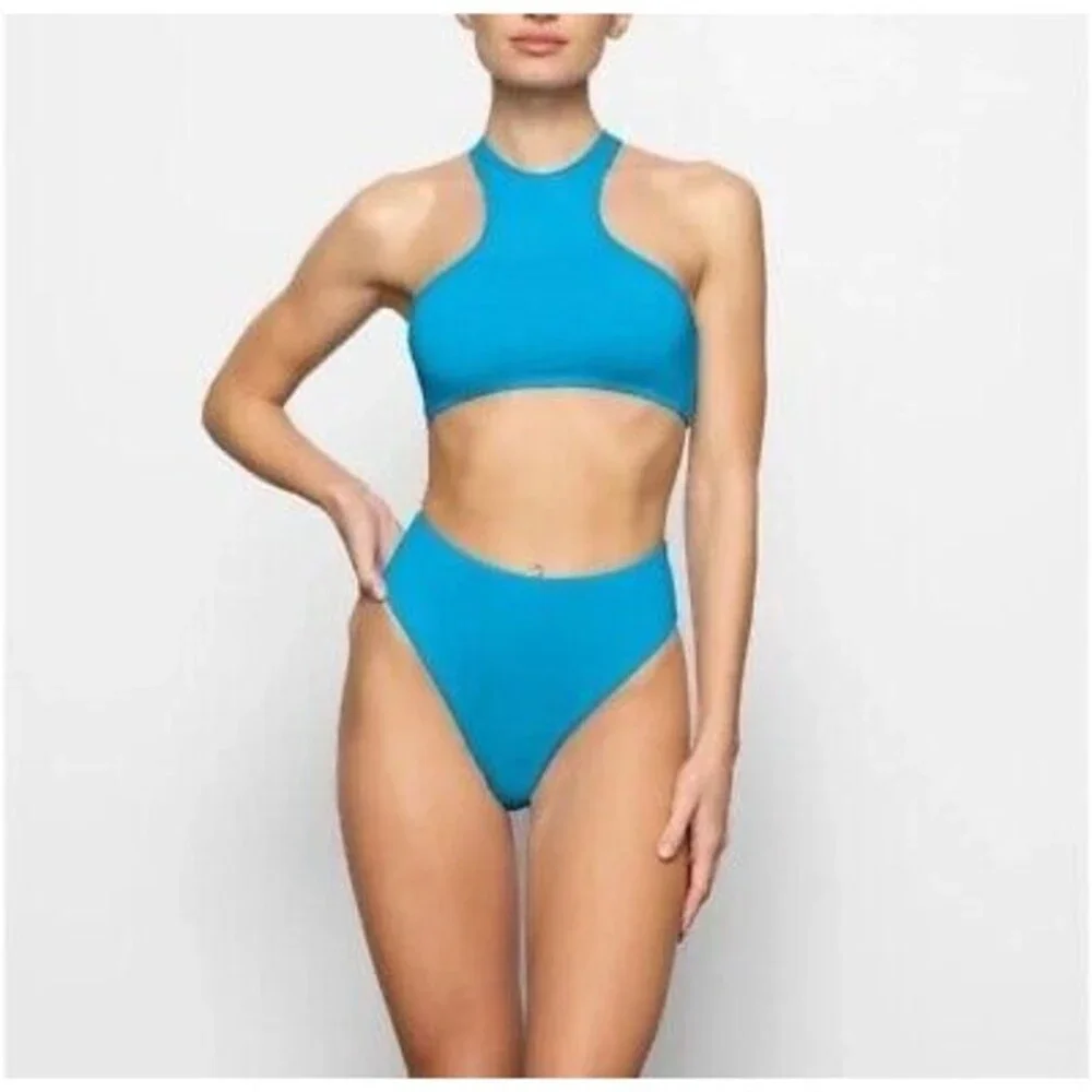 SKIMS Swim High Neck Racerback Top Ochre XL